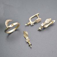 Brass Jewelry Finding gold color plated three pieces & DIY & micro pave cubic zirconia nickel lead & cadmium free Inner Approx 18.5mm Sold By Set