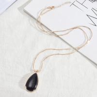 Zinc Alloy Jewelry Necklace with Blue Sandstone fashion jewelry & for woman nickel lead & cadmium free Length Approx 27.55 Inch Sold By PC