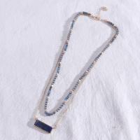 Multi Layer Necklace Zinc Alloy with Lapis Lazuli & Plastic Pearl Double Layer & fashion jewelry & for woman nickel lead & cadmium free Length Approx 15.74 Inch Approx 17.71 Inch Sold By PC