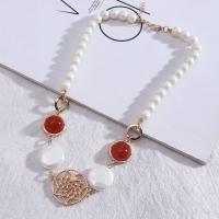 Cink Alloy nakit ogrlice, s Ahat & Plastična Pearl, modni nakit & za žene, više boja za izbor, nikal, olovo i kadmij besplatno, Dužina Približno 14.96 inčni, Prodano By PC