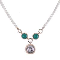 Zinc Alloy smykker halskæde, med Agate & Plastic Pearl, mode smykker & for kvinde, flere farver til valg, nikkel, bly & cadmium fri, Længde Ca. 16.14 inch, Solgt af PC