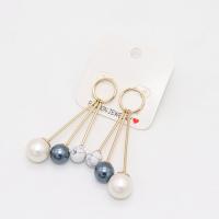 Tibetan Style Stud Earring, with Natural Stone & Plastic Pearl, fashion jewelry & for woman, more colors for choice, nickel, lead & cadmium free, 70mm, Sold By Pair