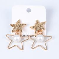 Zinc Alloy Stud Earring with Plastic Pearl Star fashion jewelry & for woman nickel lead & cadmium free 50mm Sold By Pair