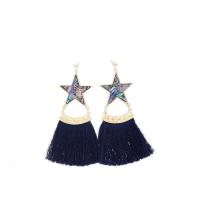 Zinc Alloy Stud Earring with Cotton Thread fashion jewelry & for woman nickel lead & cadmium free 85mm Sold By Pair