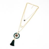 Zinc Alloy Sweater Chain Necklace with Tiger Eye & Wood three layers & fashion jewelry & for woman nickel lead & cadmium free Length Approx 16.53 Inch Approx 20.47 Inch Approx 24.4 Inch Sold By PC