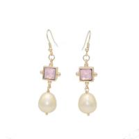 Zinc Alloy Drop Earrings with Plastic Pearl fashion jewelry & for woman nickel lead & cadmium free 60mm Sold By Pair