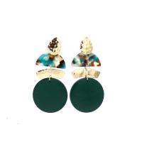 Tibetan Style Stud Earring, with Wood, fashion jewelry & for woman, green, nickel, lead & cadmium free, 35x75mm, Sold By Pair
