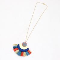 Tibetan Style Jewelry Necklace, with Rafidah Grass & Wood & Resin, fashion jewelry & for woman, more colors for choice, nickel, lead & cadmium free, Length:Approx 27.55 Inch, Sold By PC