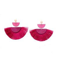 Zinc Alloy Stud Earring with Cotton Thread & Wood fashion jewelry & for woman nickel lead & cadmium free Sold By Pair
