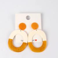 Acrylic Jewelry Earring, fashion jewelry & for woman & hollow, yellow, 80mm, Sold By Pair
