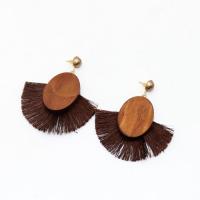 Wood Earring knit fashion jewelry & for woman 75mm Sold By Pair