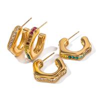 Boucle d'oreille de gaujon en acier inoxydable, Acier inoxydable 304, bijoux de mode & pavé de micro zircon & pour femme, plus de couleurs à choisir, 22.20x4.60mm, Vendu par paire