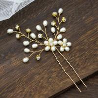 Hair Stick Brass with Crystal & Plastic Pearl fashion jewelry & for woman nickel lead & cadmium free Sold By PC