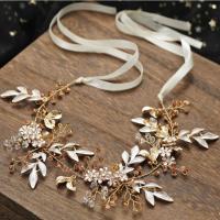 Headband, Tibetan Style, fashion jewelry & for woman & with rhinestone, golden, nickel, lead & cadmium free, 340mm, Sold By PC