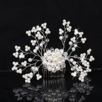 Decorative Hair Combs Steel with Crystal & Plastic Pearl handmade fashion jewelry & for woman Sold By PC