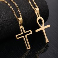 Stainless Steel Sweater Chain Necklace 304 Stainless Steel Cross Vacuum Ion Plating fashion jewelry & Unisex Length Approx 19.69 Inch Sold By PC