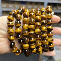 Natural Tiger Eye Bracelets, Round, polished, fashion jewelry & Unisex & different size for choice, yellow, Length:Approx 18 cm, Sold By PC