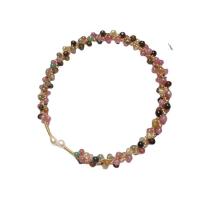 Bijoux de bracelet en alliage de zinc, avec tourmaline & perle de plastique, Placage de couleur d'or, pour femme, Longueur:Environ 37 cm, Vendu par PC