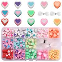 DIY Jewelry Supplies, Polymer Clay, with Plastic Box & Elastic Thread, Heart, mixed colors, 10mm, Sold By Box
