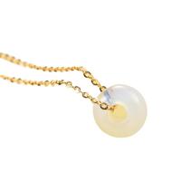 Titanium Steel Necklace with Natural Stone with 5CM extender chain Round gold color plated  Length Approx 45 cm Sold By PC
