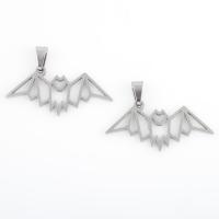Stainless Steel Animal Pendants, 304 Stainless Steel, Bat, plated, DIY, silver color, 31.80x20.10x1.30mm, 10/Bag, Sold By Bag