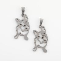 Stainless Steel Animal Pendants 304 Stainless Steel Dog plated DIY silver color Sold By Bag