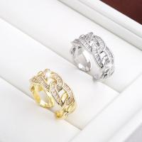 Brass δάχτυλο του δακτυλίου, Ορείχαλκος, με Cubic Zirconia, επιχρυσωμένο, κοσμήματα μόδας & για τη γυναίκα, περισσότερα χρώματα για την επιλογή, νικέλιο, μόλυβδο και κάδμιο ελεύθεροι, 20x8mm, Sold Με PC
