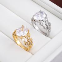 Ring Finger mosiądz, ze Sześcienna cyrkonia, Powlekane, biżuteria moda & różnej wielkości do wyboru & dla kobiety, dostępnych więcej kolorów, bez zawartości niklu, ołowiu i kadmu, 22x12mm, sprzedane przez PC