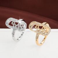 Ring Finger mosiądz, Powlekane, biżuteria moda & różnej wielkości do wyboru & dla kobiety & z kamieniem, dostępnych więcej kolorów, bez zawartości niklu, ołowiu i kadmu, 20x20mm, sprzedane przez PC