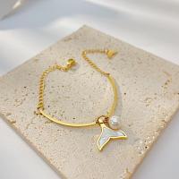 Titan Edelstahl Armband, Titanstahl, mit Kunststoff Perlen, plattiert, Modeschmuck & für Frau, Goldfarbe, frei von Nickel, Blei & Kadmium, Länge:ca. 185 Millimeter, verkauft von PC