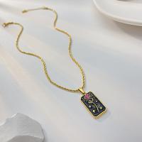 Titanstahl Halskette, mit Verlängerungskettchen von 65mm, plattiert, Modeschmuck & Micro pave Zirkonia & für Frau, Goldfarbe, frei von Nickel, Blei & Kadmium, Länge:ca. 420 Millimeter, verkauft von PC