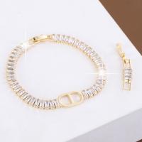 Brass Bracelet & Bangle, with Cubic Zirconia, with 2cm extender chain, plated, fashion jewelry & for woman, more colors for choice, nickel, lead & cadmium free, Length:Approx 17 cm, Sold By PC