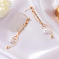 Zinc Alloy Stud Earring with Plastic Pearl plated fashion jewelry & for woman gold nickel lead & cadmium free 67mm Sold By Pair