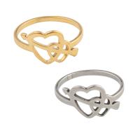 Stainless Steel Finger Ring, 304 Stainless Steel, Heart, plated, Unisex, more colors for choice, US Ring Size:6.5, 10PCs/Lot, Sold By Lot