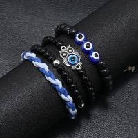 Evil Eye Smycken Armband, Zink Alloy, med Glaspärlor & Terylene Cord, 4 stycken & mode smycken, nickel, bly och kadmium gratis, Säljs av PC