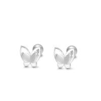 925 Sterling Silver Stud Earring, Butterfly, for woman & hollow, silver color, 5.80x5.80mm, Sold By Pair