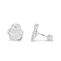 925 Sterling Silver Stud Earring, Flower, fashion jewelry & for woman, silver color, 9.80x10mm, Sold By Pair