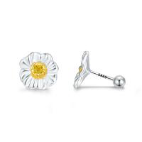 925 Sterling Silver Stud Earring, Flower, fashion jewelry & for woman & epoxy gel, silver color, 9.10x9.10mm, Sold By Pair