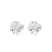 925 Sterling Silver Stud Earring, Flower, fashion jewelry & for woman, silver color, 9.30x9.30mm, Sold By Pair