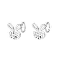 925 Sterling Silver Stud Earring, Rabbit, fashion jewelry & for woman & hollow, silver color, 6.80x8mm, Sold By Pair