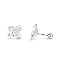 925 Sterling Silver Stud Earring, Flower, fashion jewelry & for woman, silver color, 9.30x9.10mm, Sold By Pair