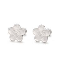 925 Sterling Silver Stud Earring, Flower, fashion jewelry & for woman, silver color, 8x8mm, Sold By Pair