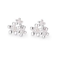 925 Sterling Silver Stud Earring, Flower, fashion jewelry & for woman, silver color, 12.80x10.60mm, Sold By Pair