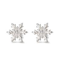 925 Sterling Silver Stud Earring, Snowflake, fashion jewelry & for woman, silver color, 10x10mm, Sold By Pair