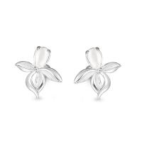 925 Sterling Silver Stud Earring Flower for woman & with rhinestone silver color Sold By Pair