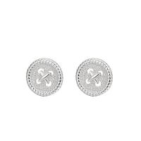 925 Sterling Silver Stud Korvakorut, Button Shape, naiselle & ontto, hopea, 9.70x9.70mm, Myymät Pair