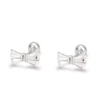 925 Sterling Silver Stud Earring Bowknot fashion jewelry & for woman silver color Sold By Pair