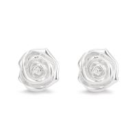 925 Sterling Silver Stud Earring, Rose, fashion jewelry & for woman, silver color, 11.50x4mm, Sold By Pair