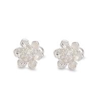 925 Sterling Silver Stud Earring, Lotus, fashion jewelry & for woman, silver color, 8.40x8.40mm, Sold By Pair