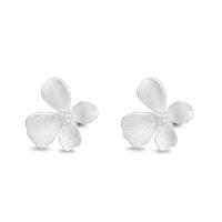 925 Sterling Silver Stud Earring, Flower, fashion jewelry & for woman, silver color, 12.80x12.80mm, Sold By Pair